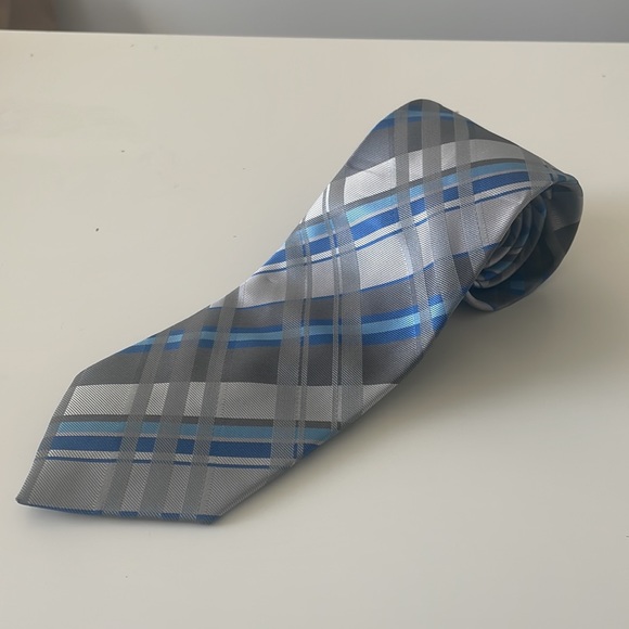 Handmade Blue Grey Striped Tie by Silk Rhino - Boarding School Attire - Picture 2 of 9